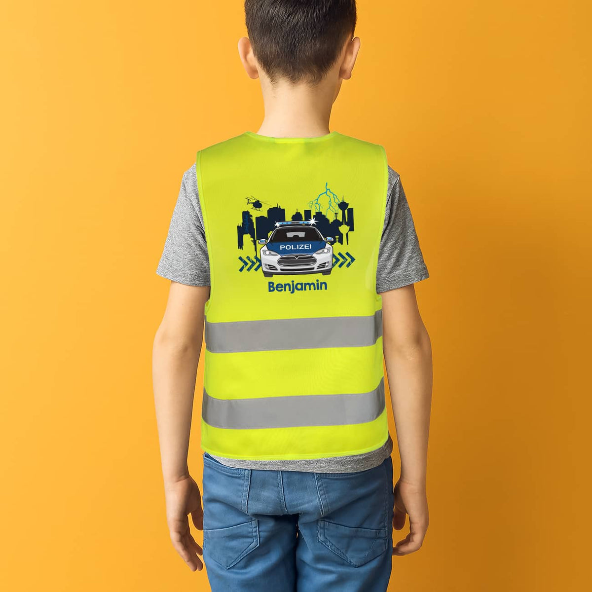 Kinderwarnweste Polizeiauto