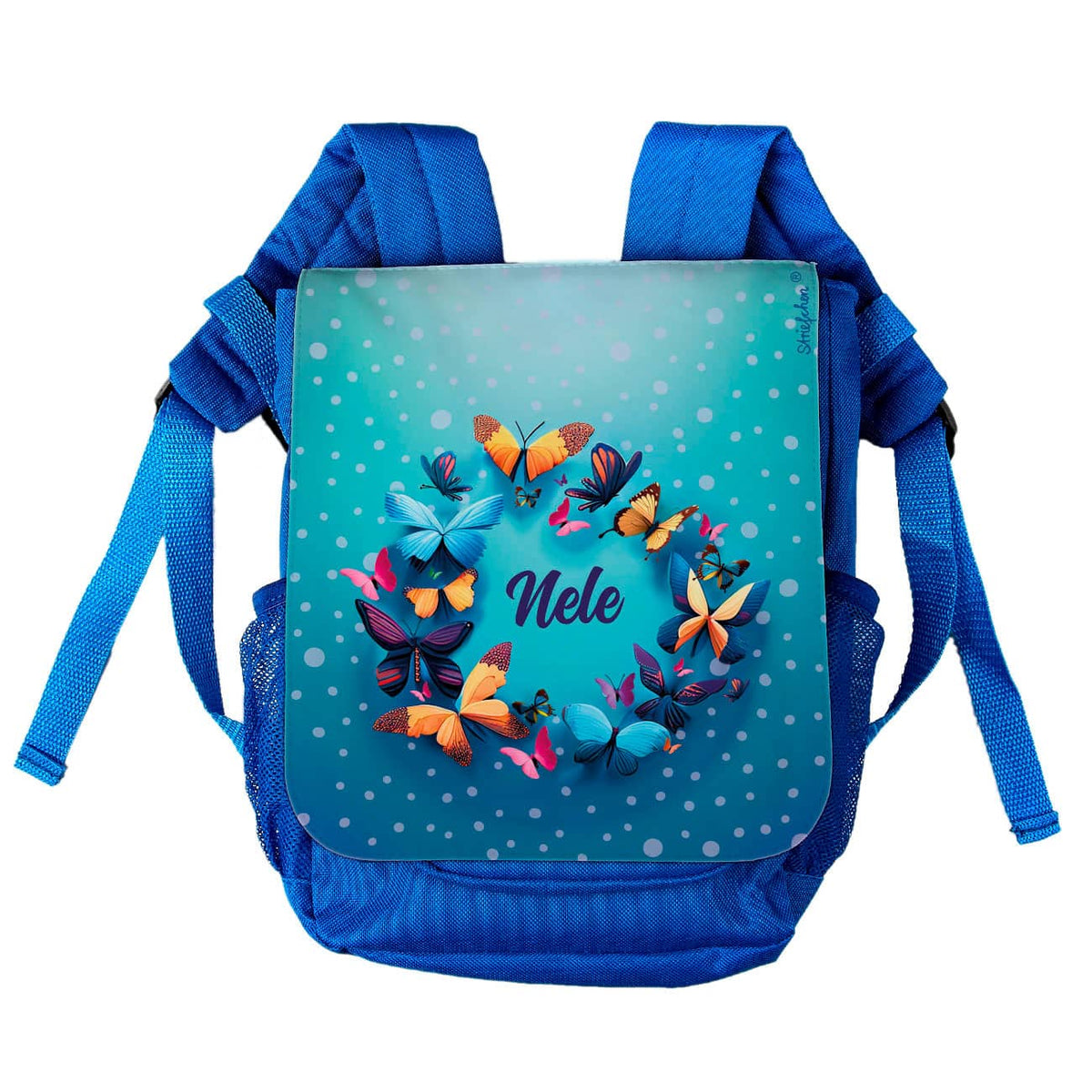 Kleiner Rucksack mit Schmetterlingen und Name