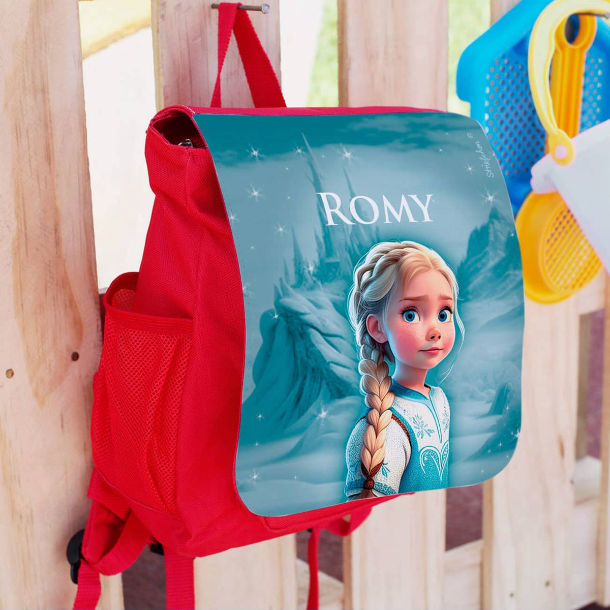 Kindergartenrucksack mit Eisprinzessin, Name oder Initialen