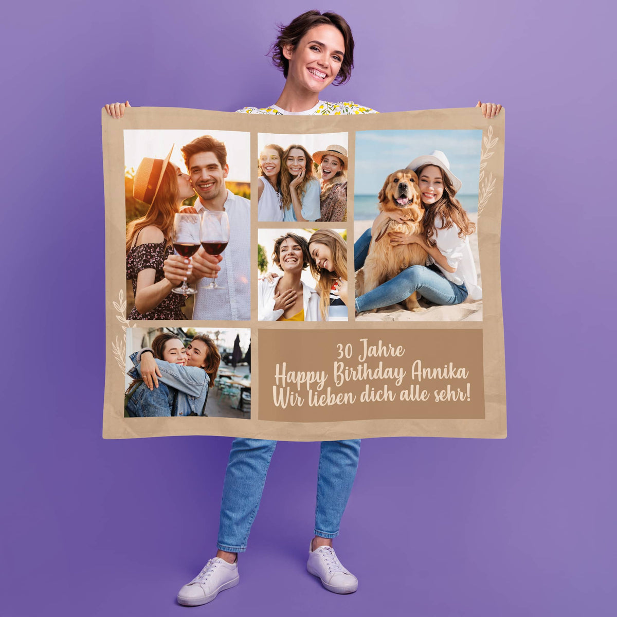 Kleine Kuscheldecke mit Fotos und Wunschtext