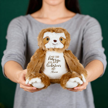 Kuscheltier Faultier mit Name personalisiert | Mit dir hänge ich am liebsten ab! Plüschtier