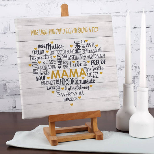 Mama - Leinwand mit Herz & Wunschtext 30x30cm