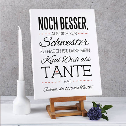 Leinwand mit Spruch und Ihrer Widmung