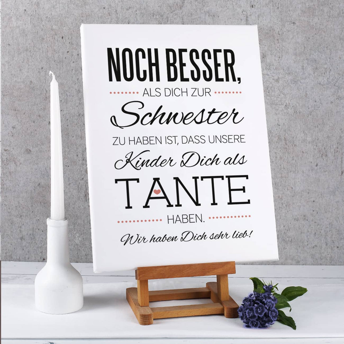 persönliche Leinwand für die Tante mit Spruch und Ihrer Widmung