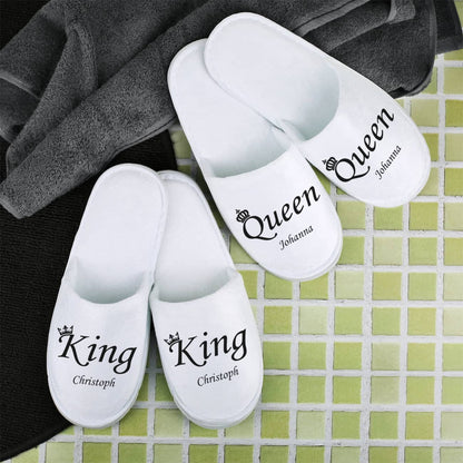 "King & Queen" Pantoffelset mit Ihren Namen