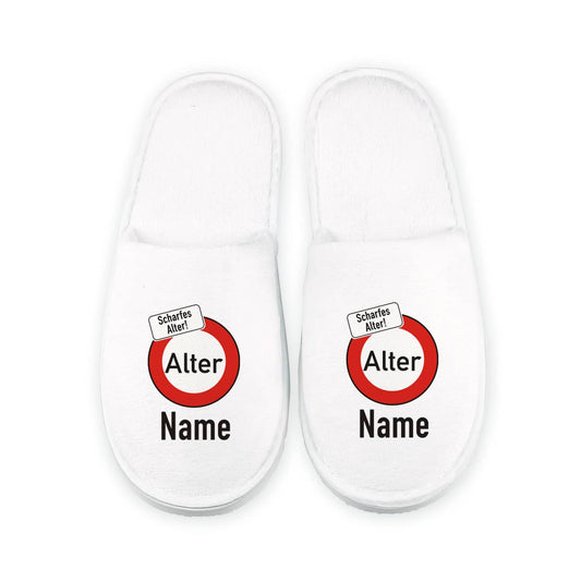 Scharfes Alter! Frottee Slipper zum Geburtstag