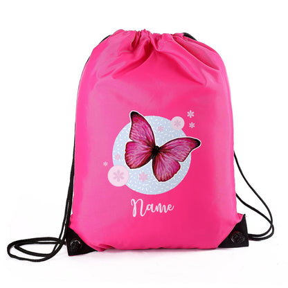 Sportbeutel in Pink mit Schmetterling und Name