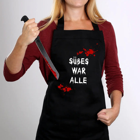 Personalisiertes Halloween-Kostüm | Schürze mit Blutspritzern und Wunschtext | 2 Farben