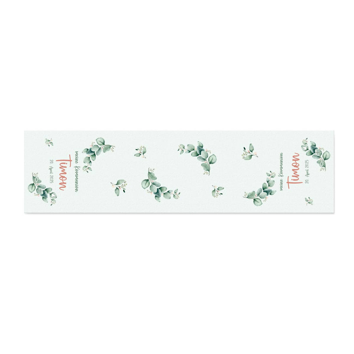 Tischläufer mit Eukalyptus-Motiv zur Kommunion, Konfirmation oder Taufe