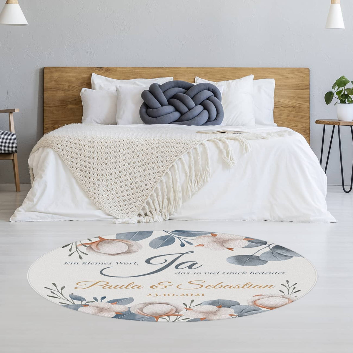Teppich zur Hochzeit mit Namen und Datum personalisiert