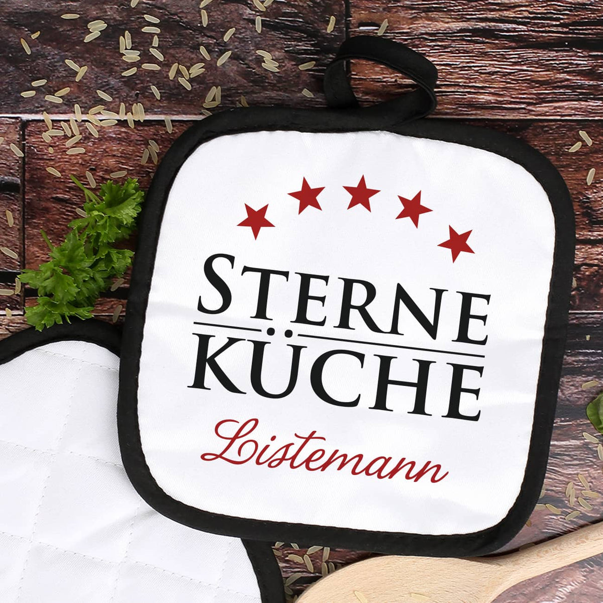 Sterneküche - Topflappen Set mit Familienname