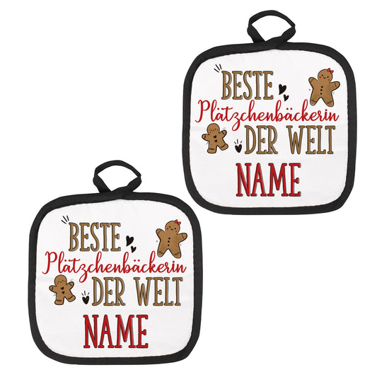 Topflappen für beste Plätzchen Bäckerin mit Name Ihrer Wahl