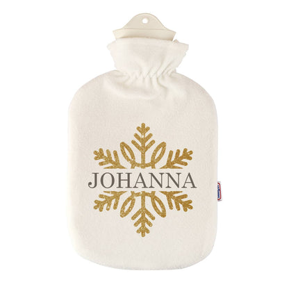 Weihnachtsgeschenk - Wärmflasche mit Schneeflocke in Goldoptik 