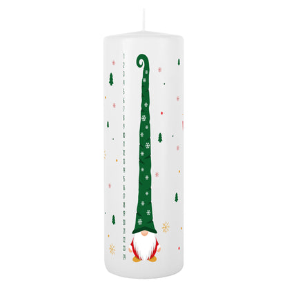 Adventskerze mit Wichtel und Adventskalender-Zahlen von 1 bis 24