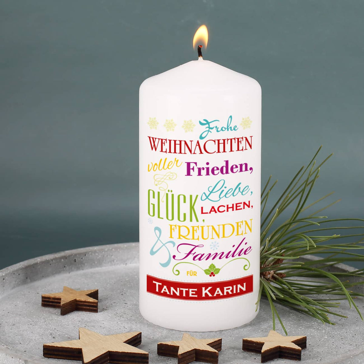 Weihnachtskerze mit guten Wünschen