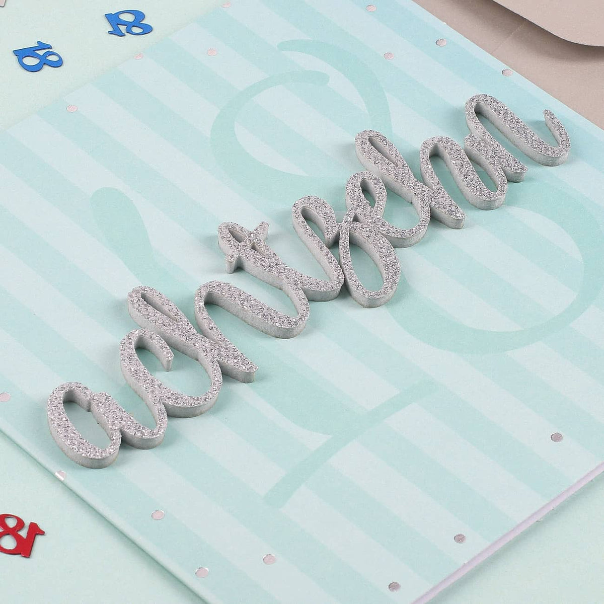 Glückwunschkarte zum 18. Geburtstag mit 3D Schriftzug 