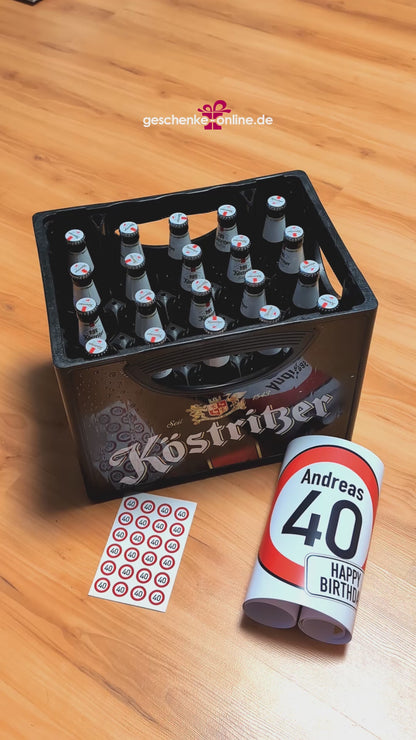 Bierkasten-Banderole und Aufkleber als Geburtstagsgeschenk - DIY Geschenkidee