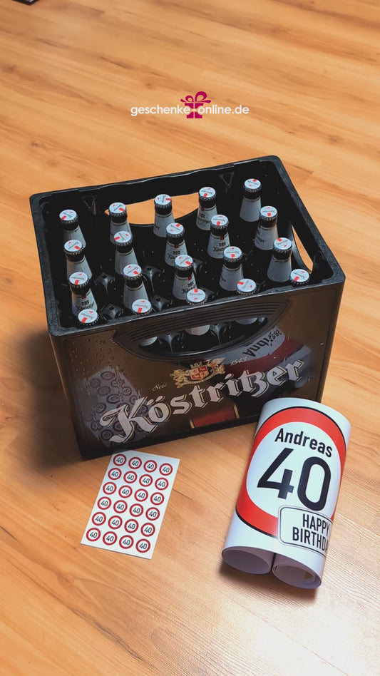Bierkasten-Banderole und Aufkleber als Geburtstagsgeschenk - DIY Geschenkidee