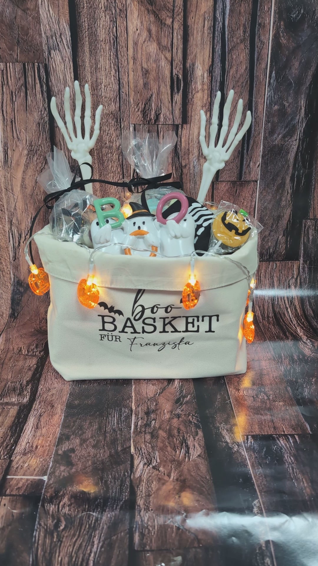 Boo Basket mit Namen Personalisierung Dekorationsidee Befüllungsidee Beispiel 