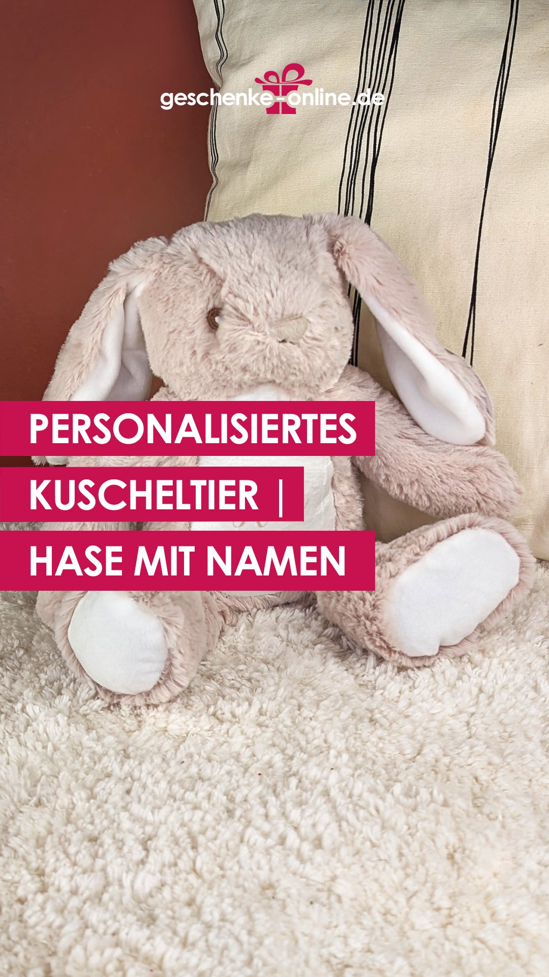 Kuscheltier Hase mit Namensaufdruck | personalisiertes Babygeschenk zur Geburt oder Taufe