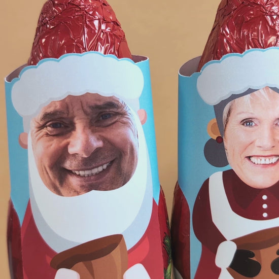 Foto Weihnachtsmann Weihnachtsfrau Ummantelung mit Schokolade