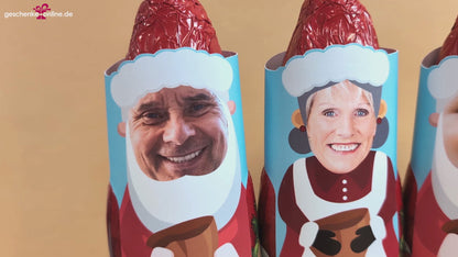 Foto Weihnachtsmann Weihnachtsfrau Ummantelung mit Schokolade