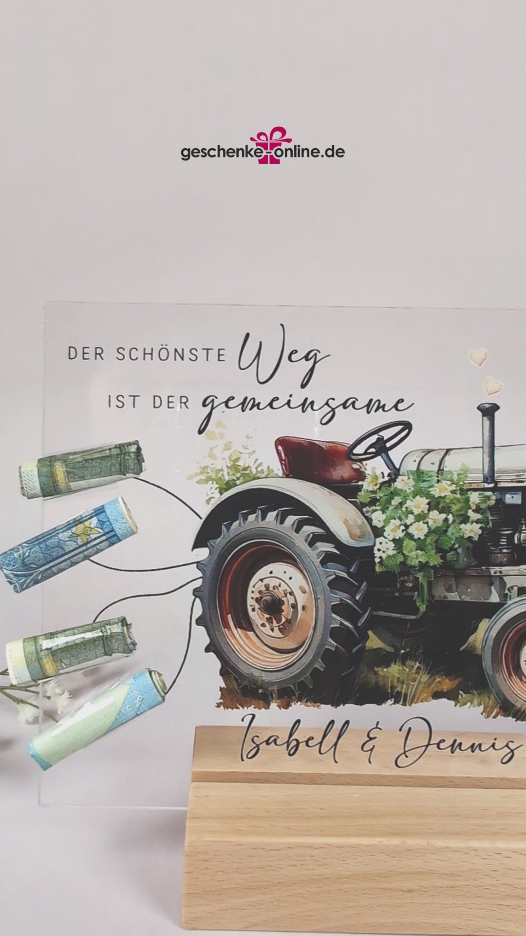 Geldgeschenk zur Hochzeit - Acrylbild mit Personalisierung