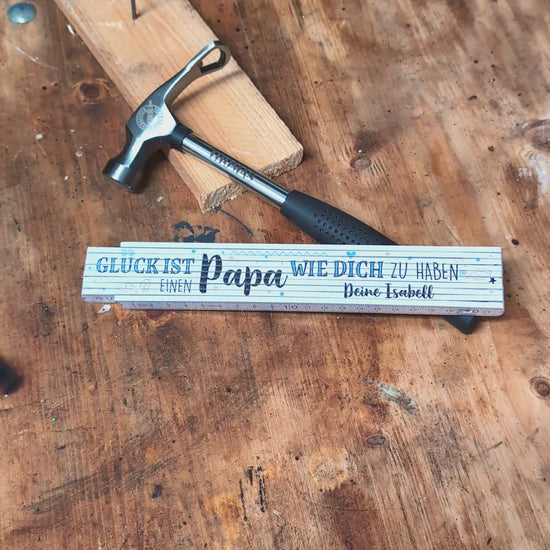 persönlich bedruckter Zollstock für Papa zum Vatertag oder Geburtstag mit Wunschtext