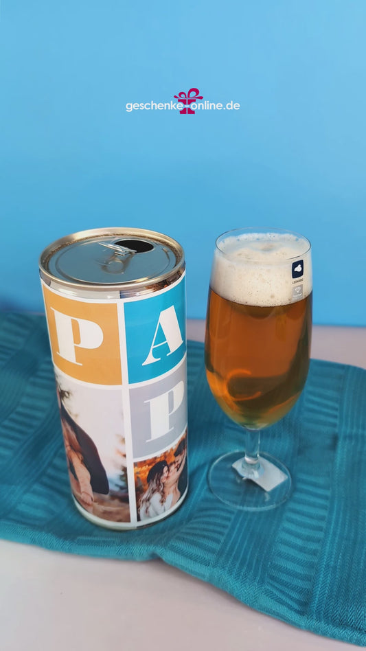 Papa Bier-Dose mit 3 Fotos zum Vatertag oder Geburtstag