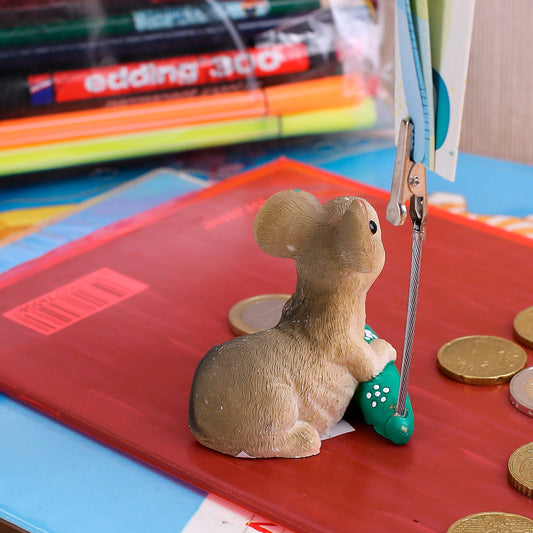 Geldclip sitzende Maus mit grüner Schultüte