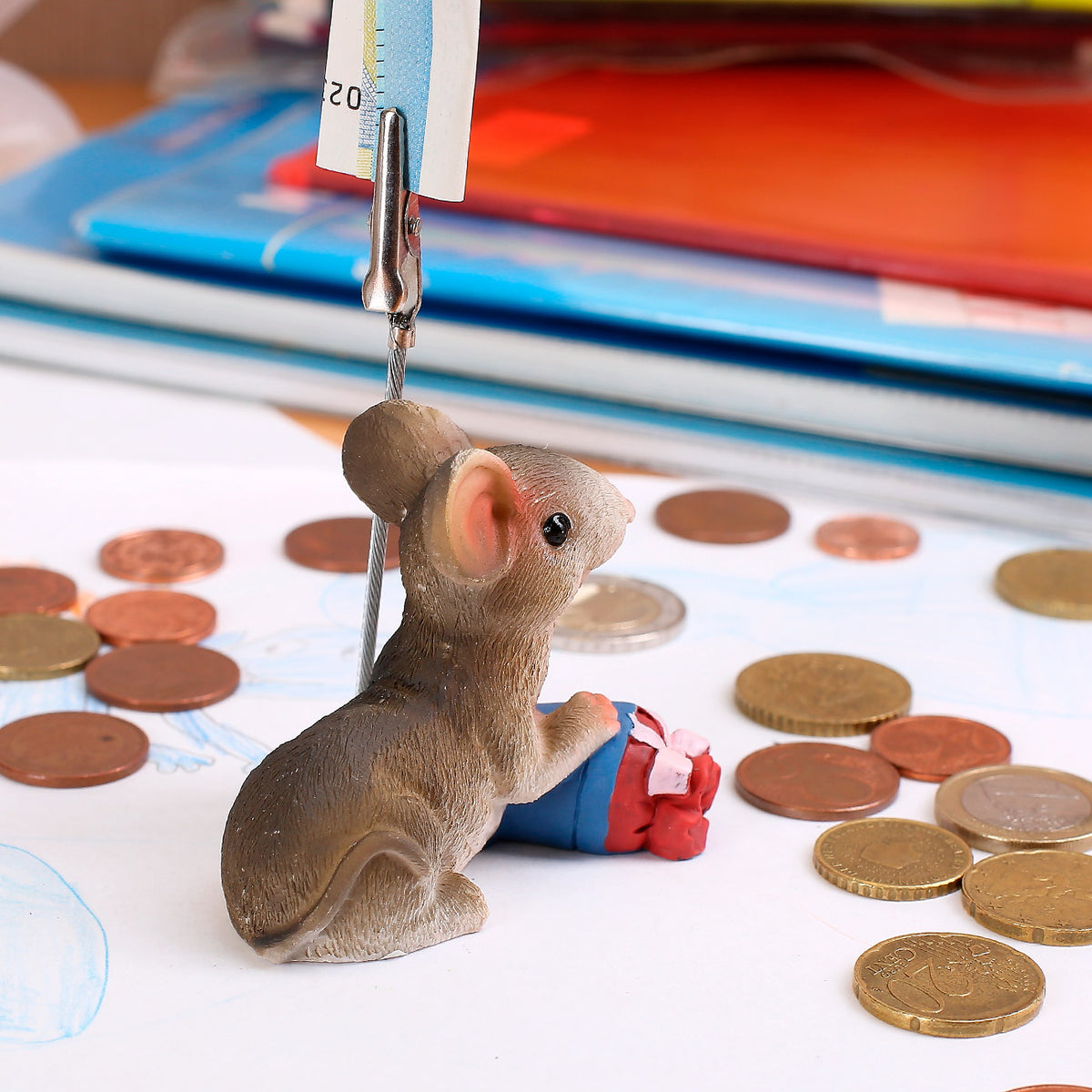 Geldclip sitzende Maus mit blauer Schultüte