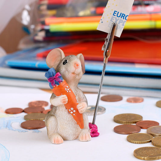 Geldclip stehende Maus mit Schultüte