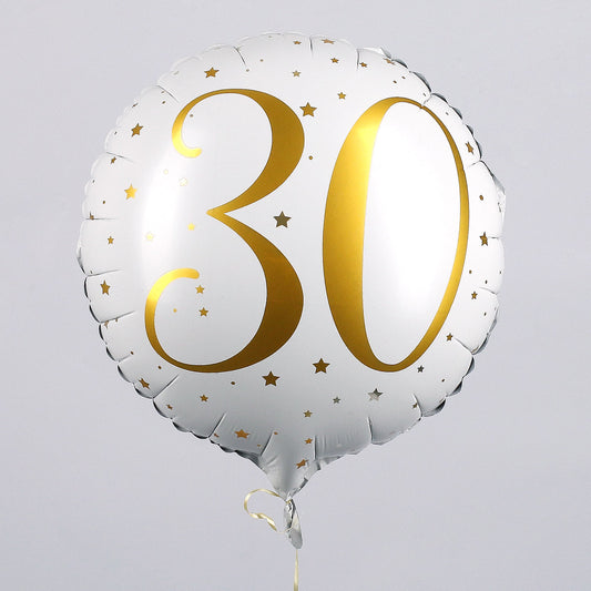 Folienballon zum 30. Geburtstag in weiß