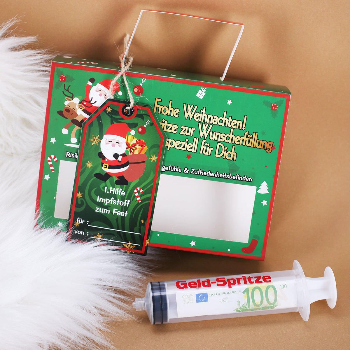 Geld-Spritze als Weihnachtsgeschenk