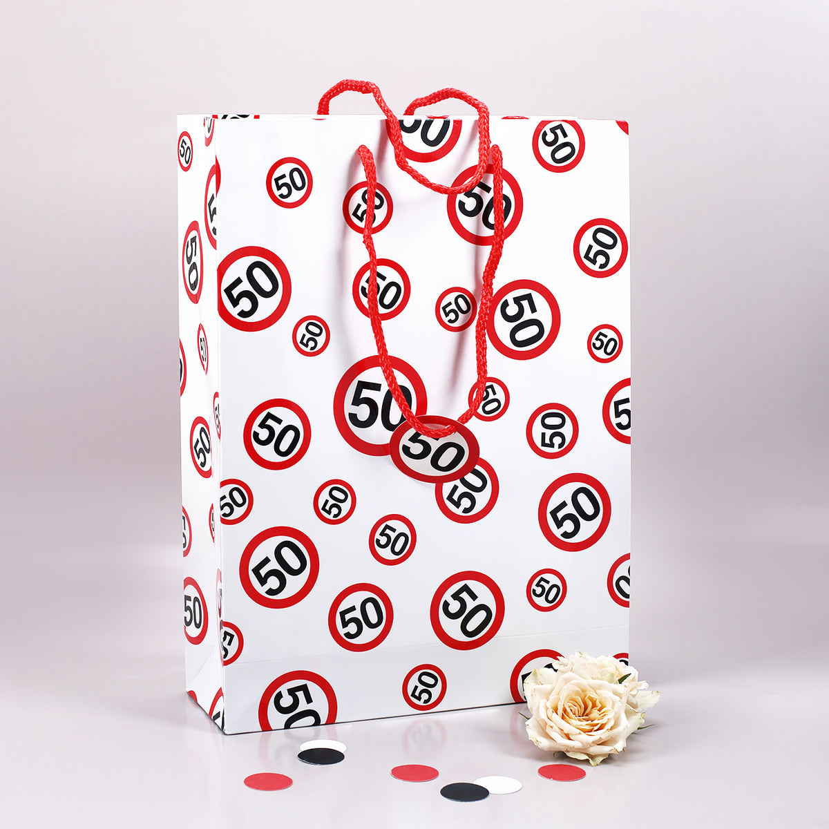 Geschenktasche mit Verkehrszeichen 50