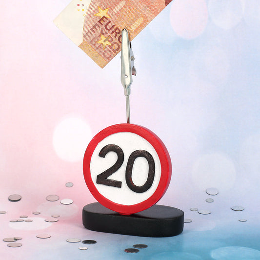 Clip mit Verkehrsschild zum 20. Geburtstag